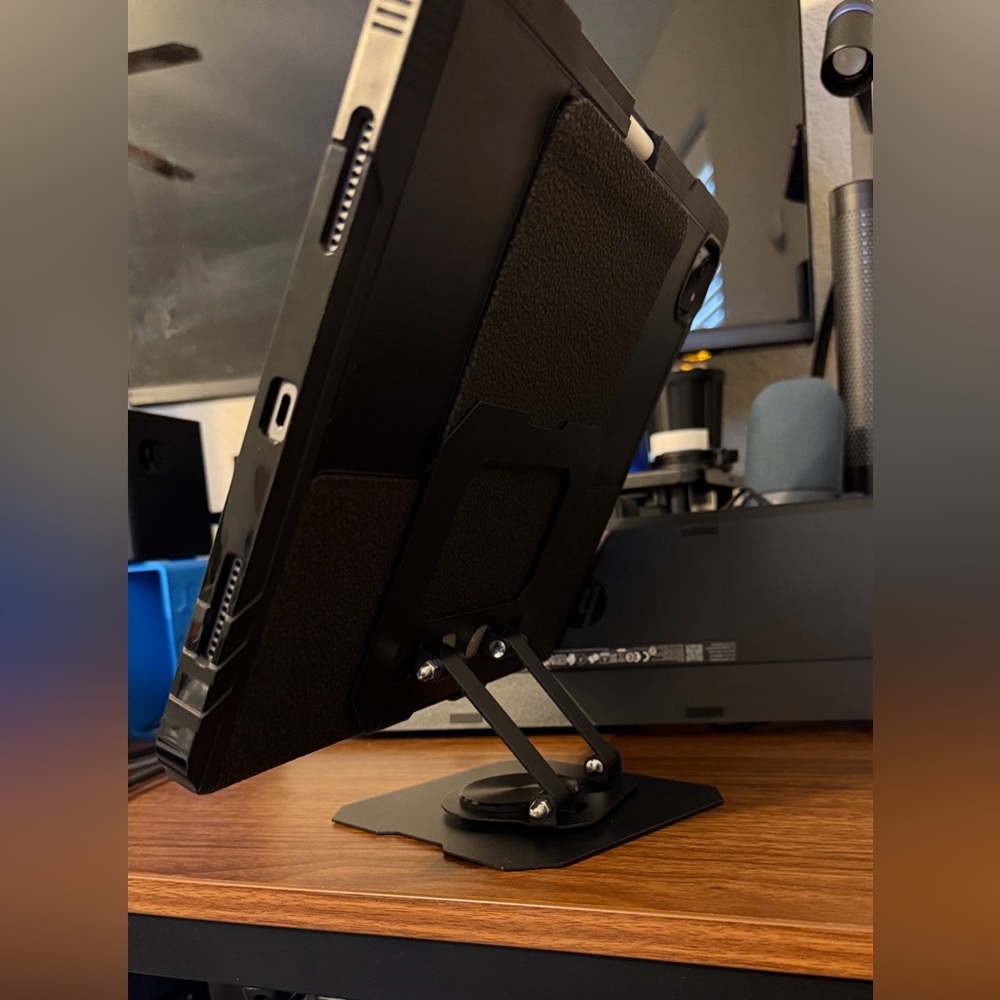 Adjustable Tablet Stand, 360-degree Rotating Base, Aluminum - Picture 6 of 7
